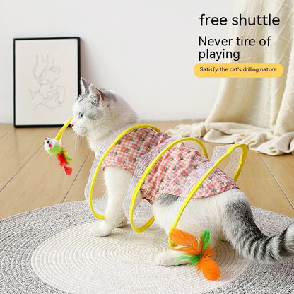 Folded Cat Tunnel S Type Cats Tunnel Spring Toy Mouse Tunnel Cat Outdoor Cat Toys for Kitten Interactive Cat Supplies