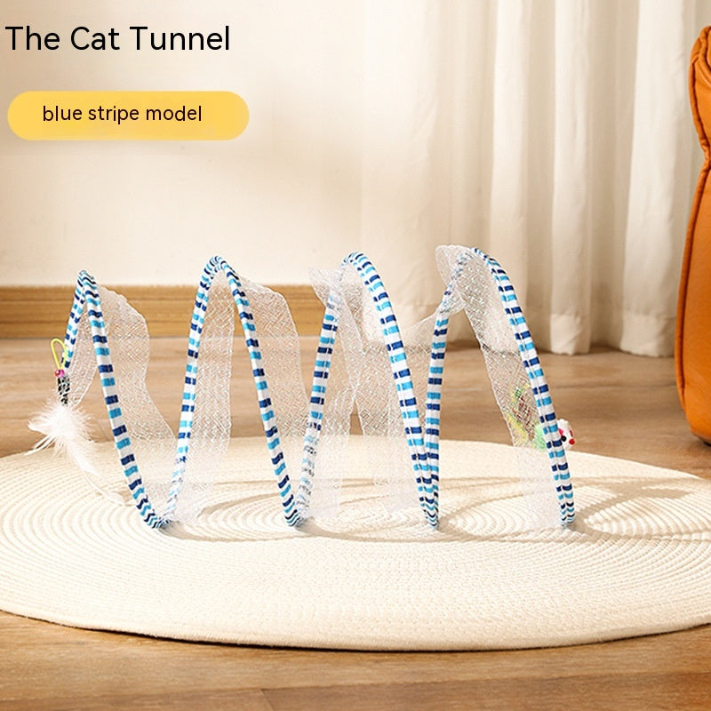 Folded Cat Tunnel S Type Cats Tunnel Spring Toy Mouse Tunnel Cat Outdoor Cat Toys for Kitten Interactive Cat Supplies