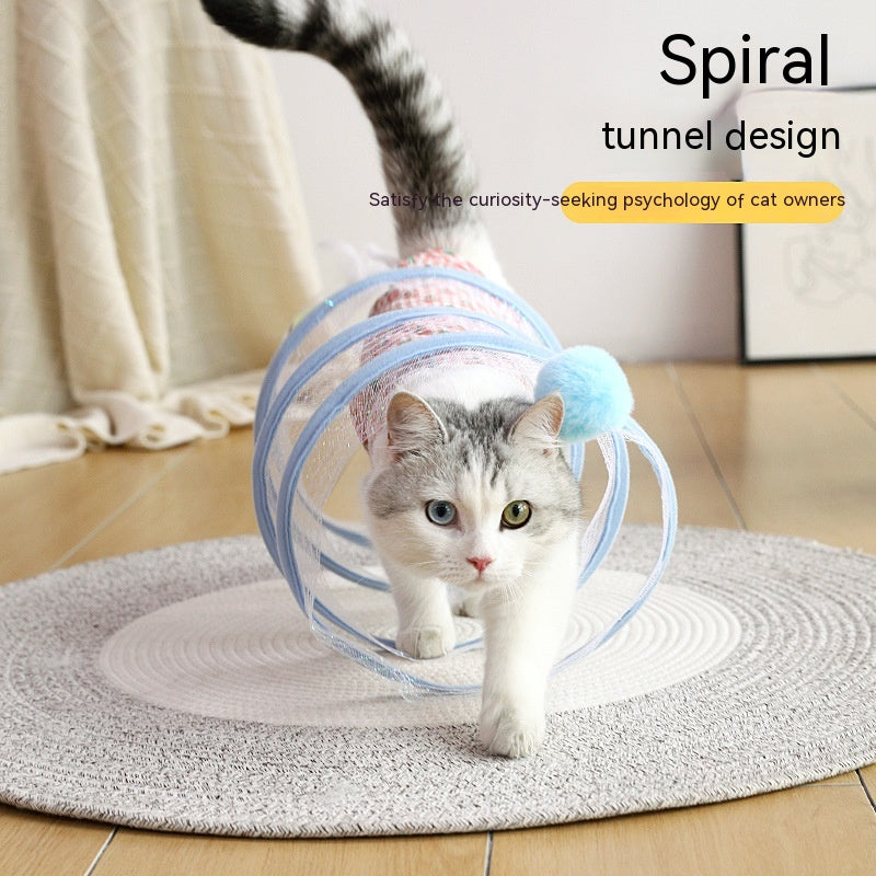 Folded Cat Tunnel S Type Cats Tunnel Spring Toy Mouse Tunnel Cat Outdoor Cat Toys for Kitten Interactive Cat Supplies