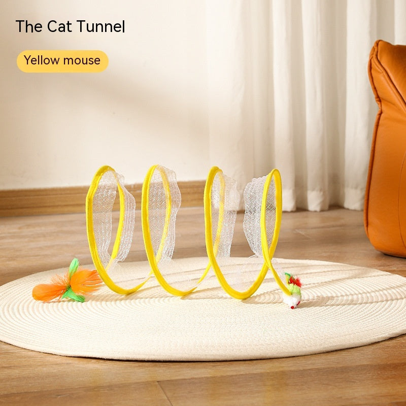 Folded Cat Tunnel S Type Cats Tunnel Spring Toy Mouse Tunnel Cat Outdoor Cat Toys for Kitten Interactive Cat Supplies