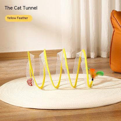 Folded Cat Tunnel S Type Cats Tunnel Spring Toy Mouse Tunnel Cat Outdoor Cat Toys for Kitten Interactive Cat Supplies