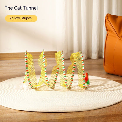 Folded Cat Tunnel S Type Cats Tunnel Spring Toy Mouse Tunnel Cat Outdoor Cat Toys for Kitten Interactive Cat Supplies