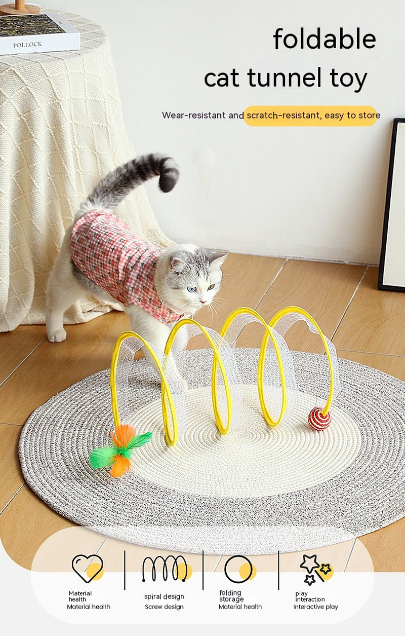 Folded Cat Tunnel S Type Cats Tunnel Spring Toy Mouse Tunnel Cat Outdoor Cat Toys for Kitten Interactive Cat Supplies