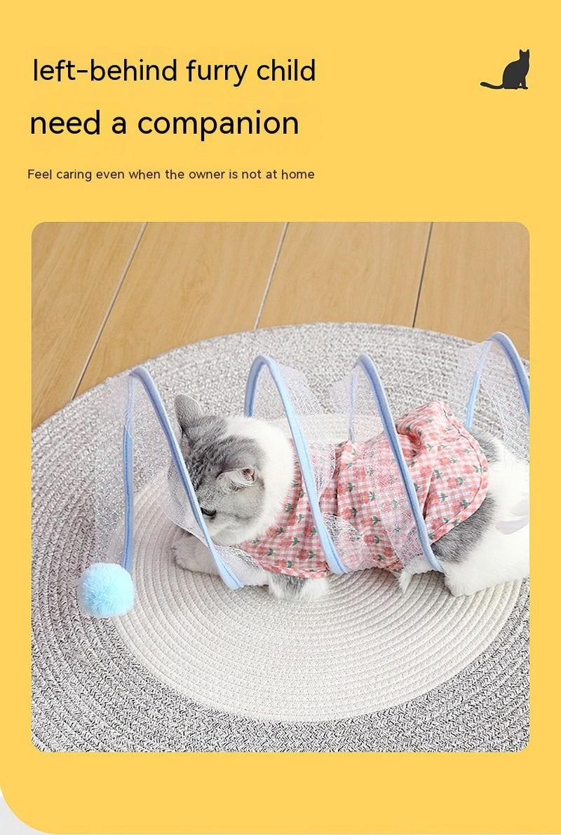 Folded Cat Tunnel S Type Cats Tunnel Spring Toy Mouse Tunnel Cat Outdoor Cat Toys for Kitten Interactive Cat Supplies
