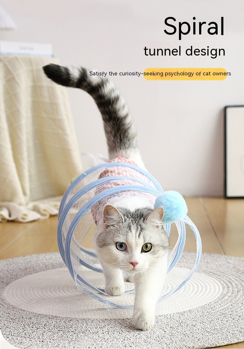 Folded Cat Tunnel S Type Cats Tunnel Spring Toy Mouse Tunnel Cat Outdoor Cat Toys for Kitten Interactive Cat Supplies