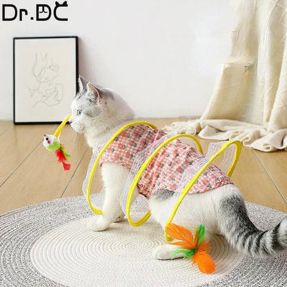 Folded Cat Tunnel S Type Cats Tunnel Spring Toy Mouse Tunnel Cat Outdoor Cat Toys for Kitten Interactive Cat Supplies