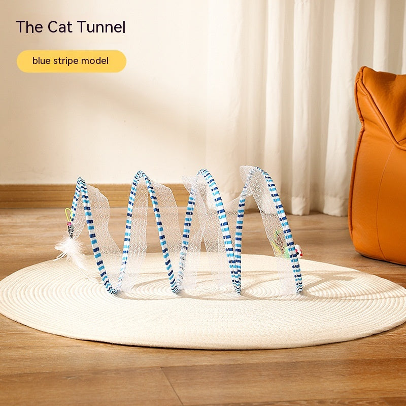 Folded Cat Tunnel S Type Cats Tunnel Spring Toy Mouse Tunnel Cat Outdoor Cat Toys for Kitten Interactive Cat Supplies