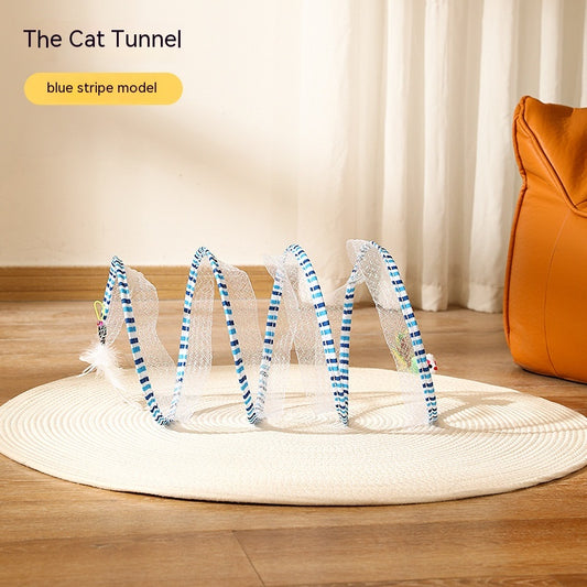 Folded Cat Tunnel S Type Cats Tunnel Spring Toy Mouse Tunnel Cat Outdoor Cat Toys for Kitten Interactive Cat Supplies